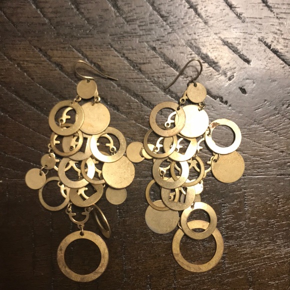 EUC Express Earrings Gold circles - Picture 1 of 2